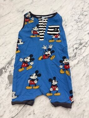 EXCELLENT Rags Disney Blue Mickey Mouse Sleeveless Kids Romper 12-18 mo